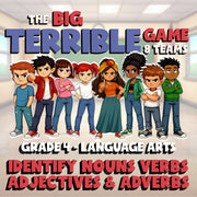 Identify Nouns Verbs Adjectives & Adverbs BIG TERRIBLE GAME - Grade 4 ELA Review