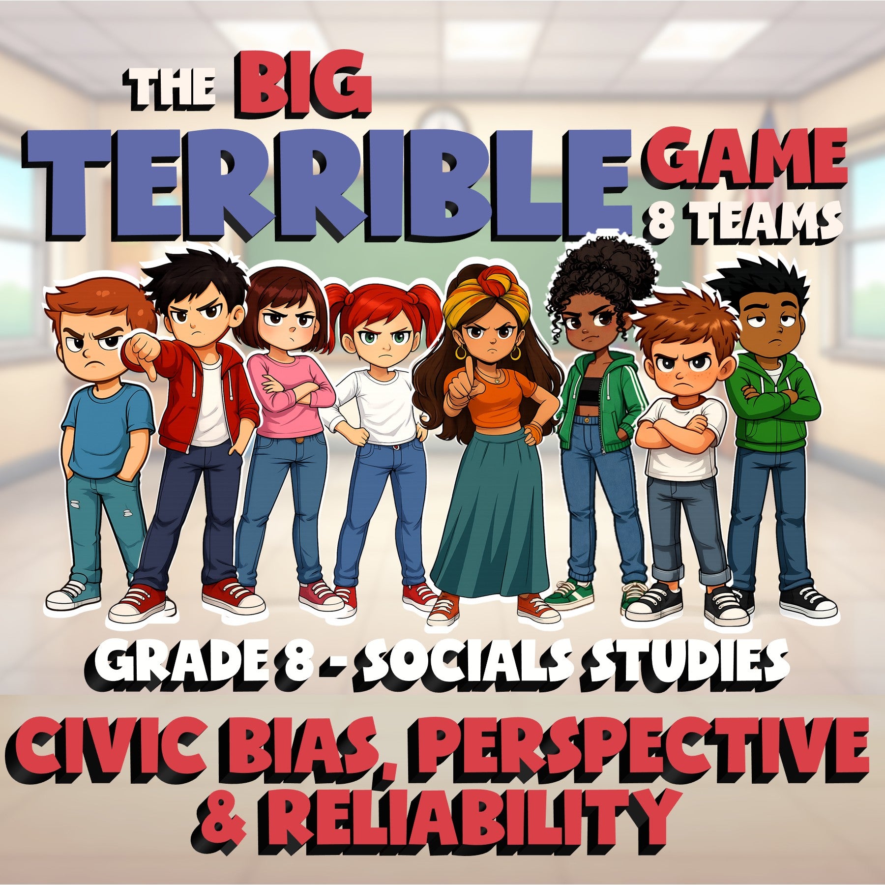 Civic Bias, Perspective & Reliability BIG TERRIBLE GAME - Grade 8 Socials Review