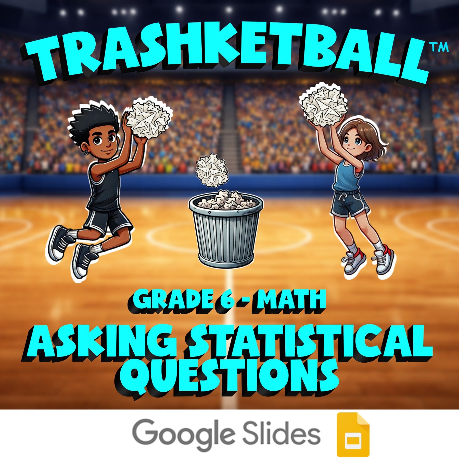Asking Statistical Questions TRASHKETBALL Math Game - No Prep Grade 6 Review