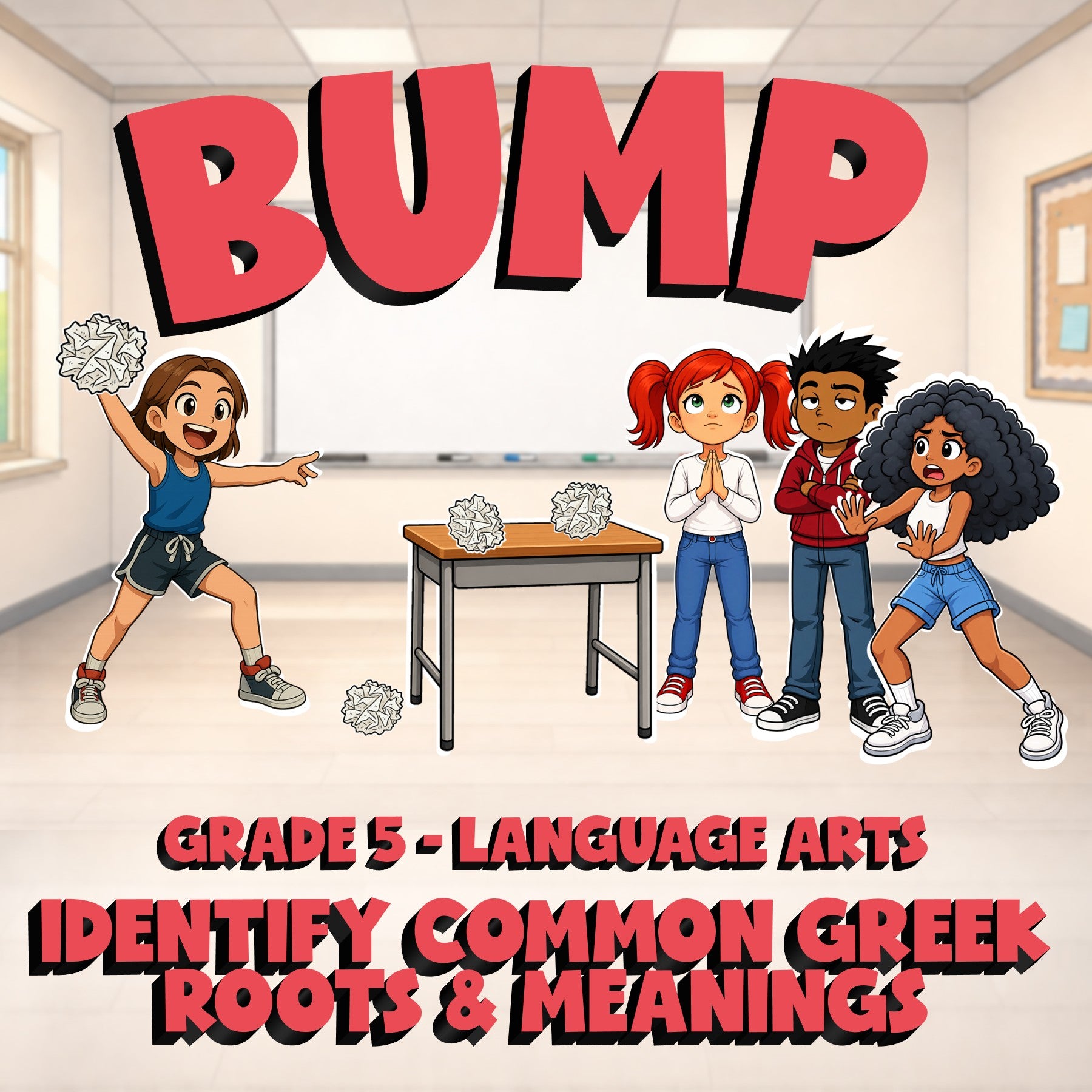 Identify Common Greek Roots & Meanings BUMP ELA Game - No Prep Grade 5 Review