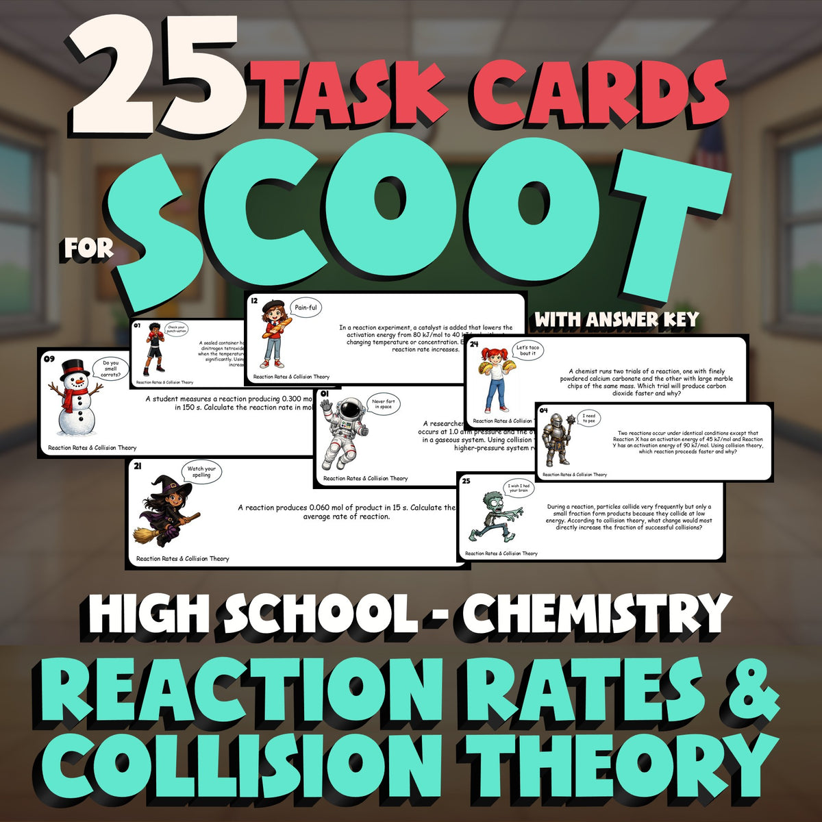 Reaction Rates & Collision Theory SCOOT TASK CARDS Science Game - Chemistry