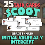 Initial Value as Y Intercept SCOOT TASK CARDS Math Game - No Prep Grade 8 Review