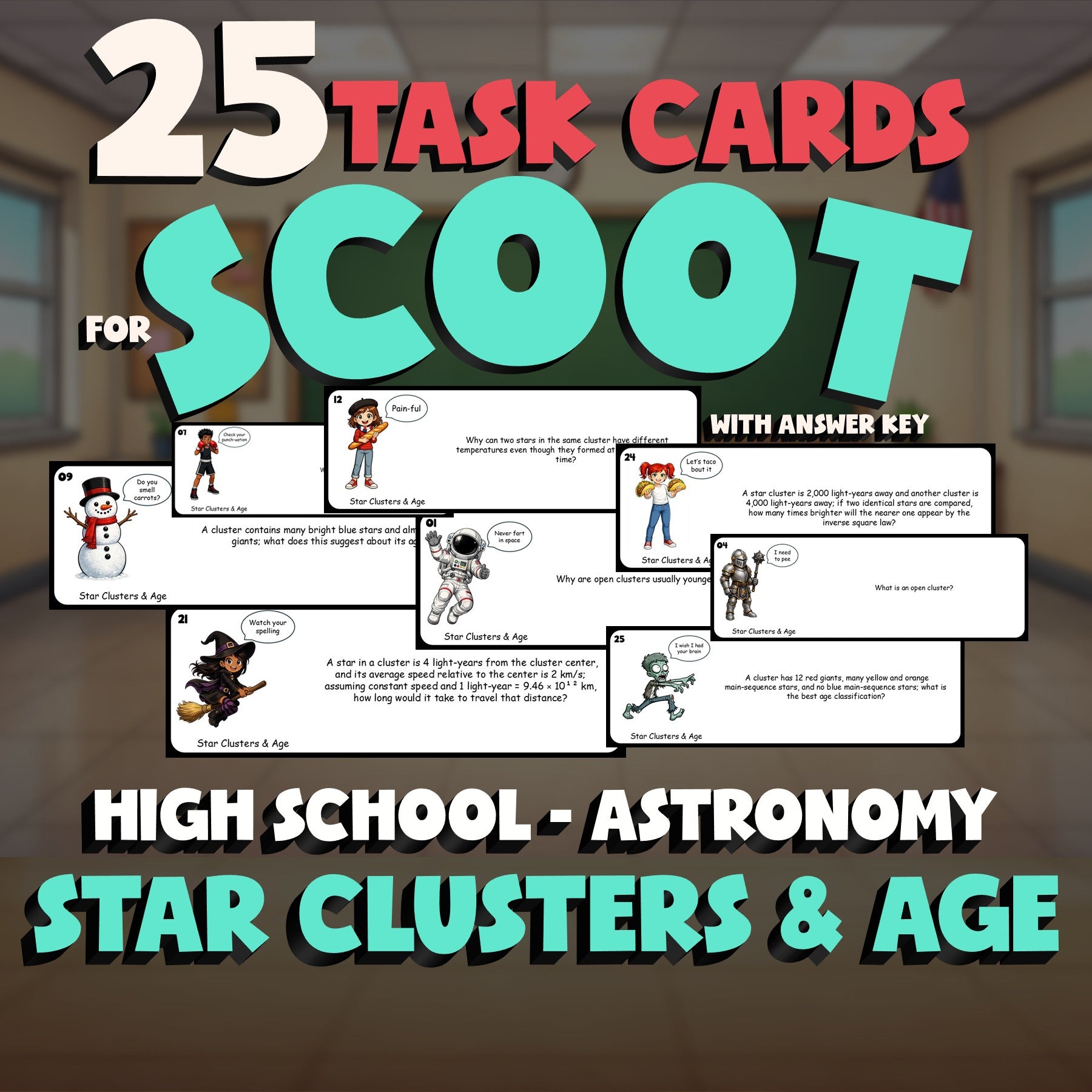 Star Clusters & Age SCOOT TASK CARDS Science Game - No Prep Astronomy Review
