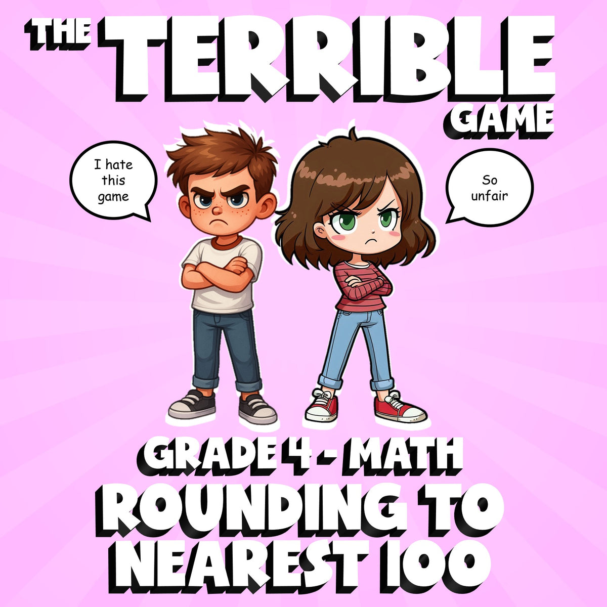 Rounding to Nearest 100 THE TERRIBLE GAME - No Prep Grade 4 Math Review Activity
