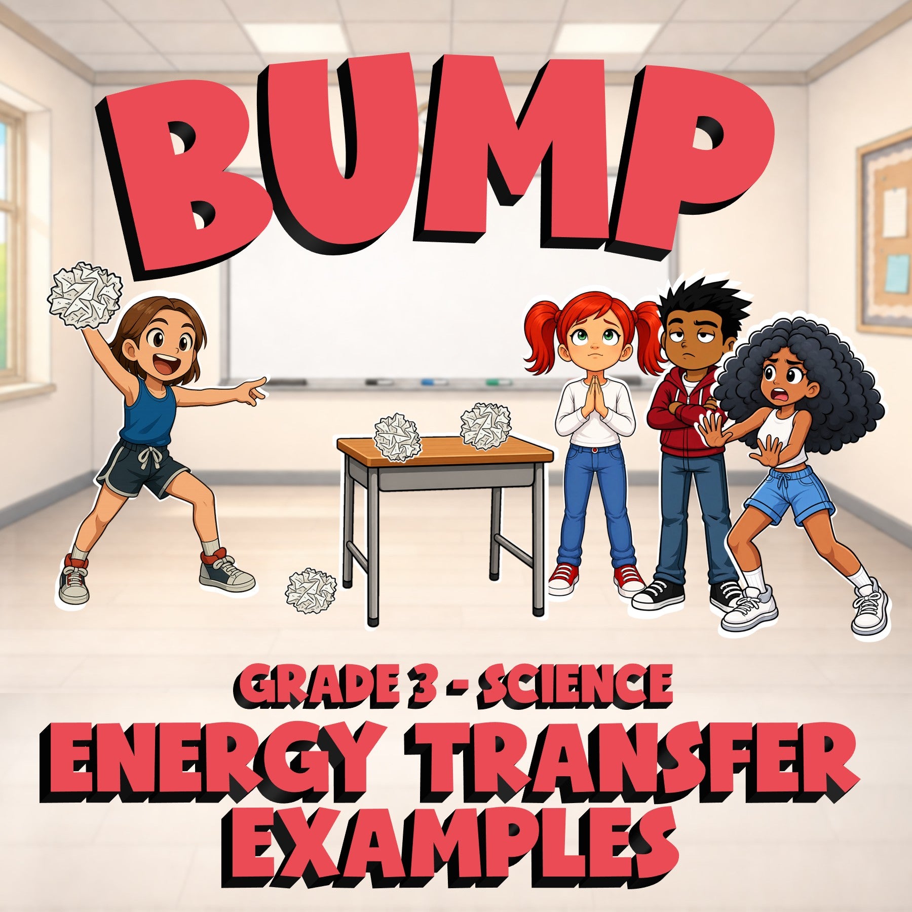 Energy Transfer Examples BUMP Science Game - No Prep Grade 3 Review Activity