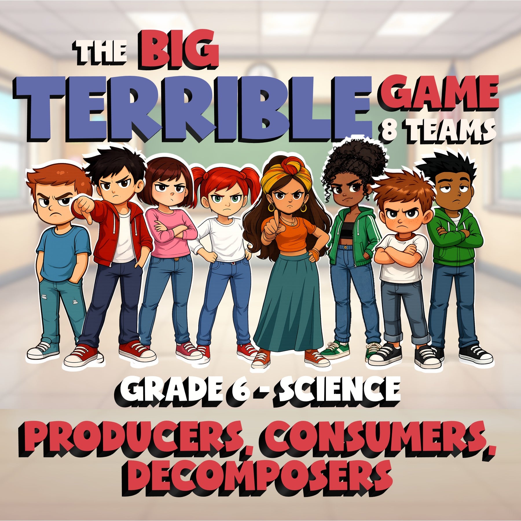 Producers, Consumers, Decomposers BIG TERRIBLE GAME - Grade 6 Science Review