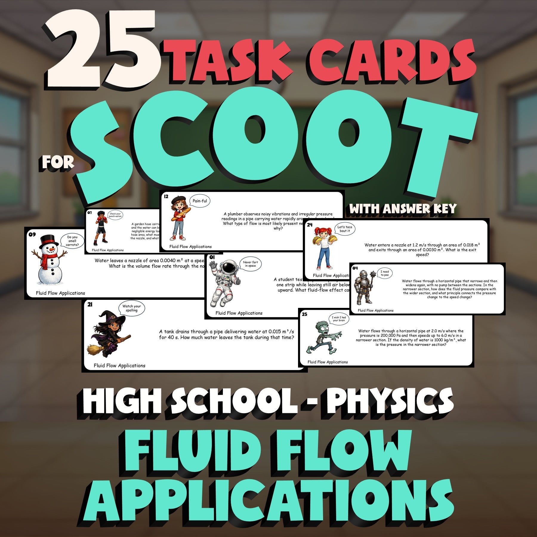 Fluid Flow Applications SCOOT TASK CARDS Science Game - No Prep Physics Review