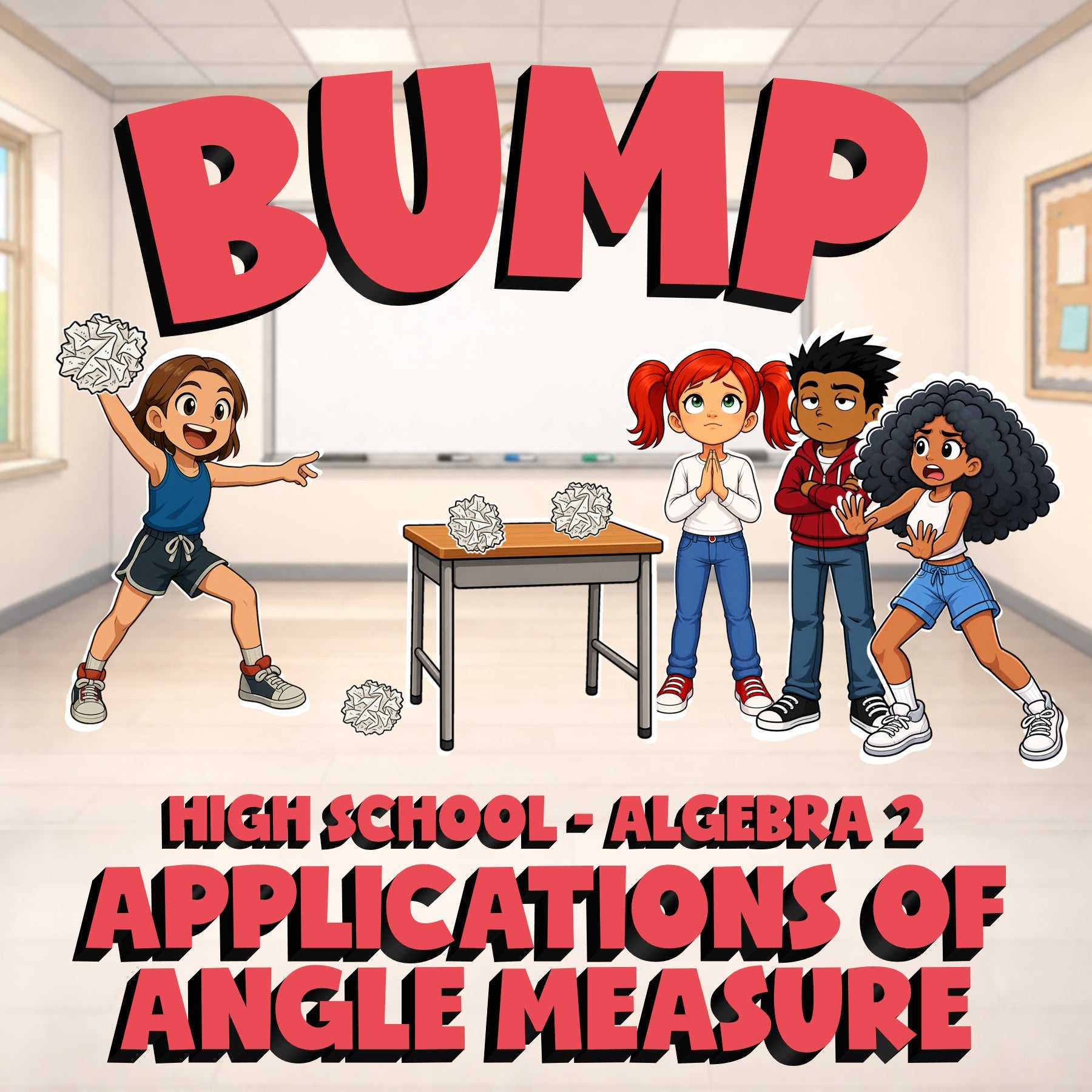 Applications of Angle Measure BUMP Math Game - No Prep Algebra 2 Review Activity