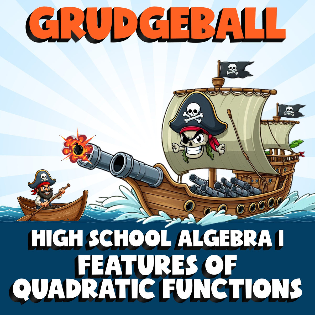 Features of Quadratic Functions GRUDGEBALL Math Game - No Prep Algebra 1 Review