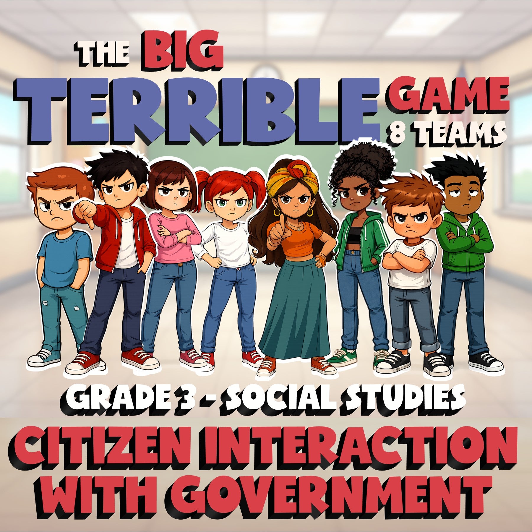 Citizen Interaction with Government BIG TERRIBLE GAME - Grade 3 Socials Review