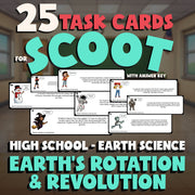 Earth’s Rotation & Revolution SCOOT TASK CARDS Game - No Prep Earth Science