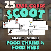 Food Chains & Food Webs SCOOT TASK CARDS Science Game - No Prep Grade 3 Review