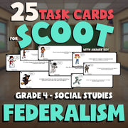 Federalism SCOOT TASK CARDS Socials Game - No Prep Grade 4 Review Activity