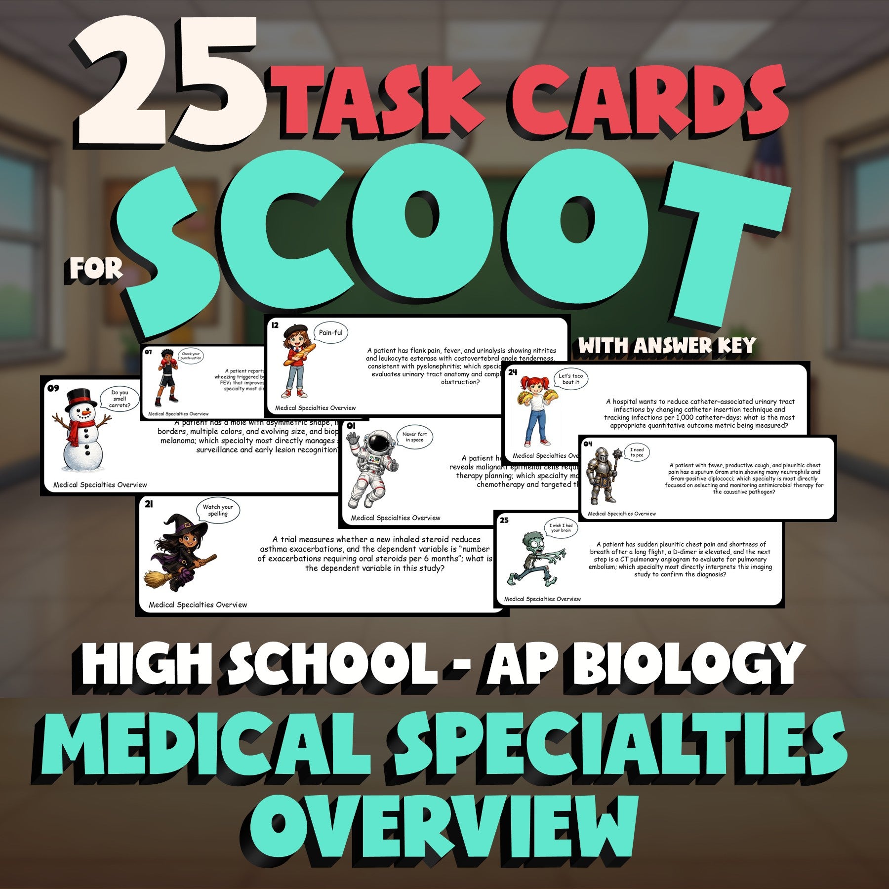 Medical Specialties Overview SCOOT TASK CARDS Science Game - No Prep AP Biology