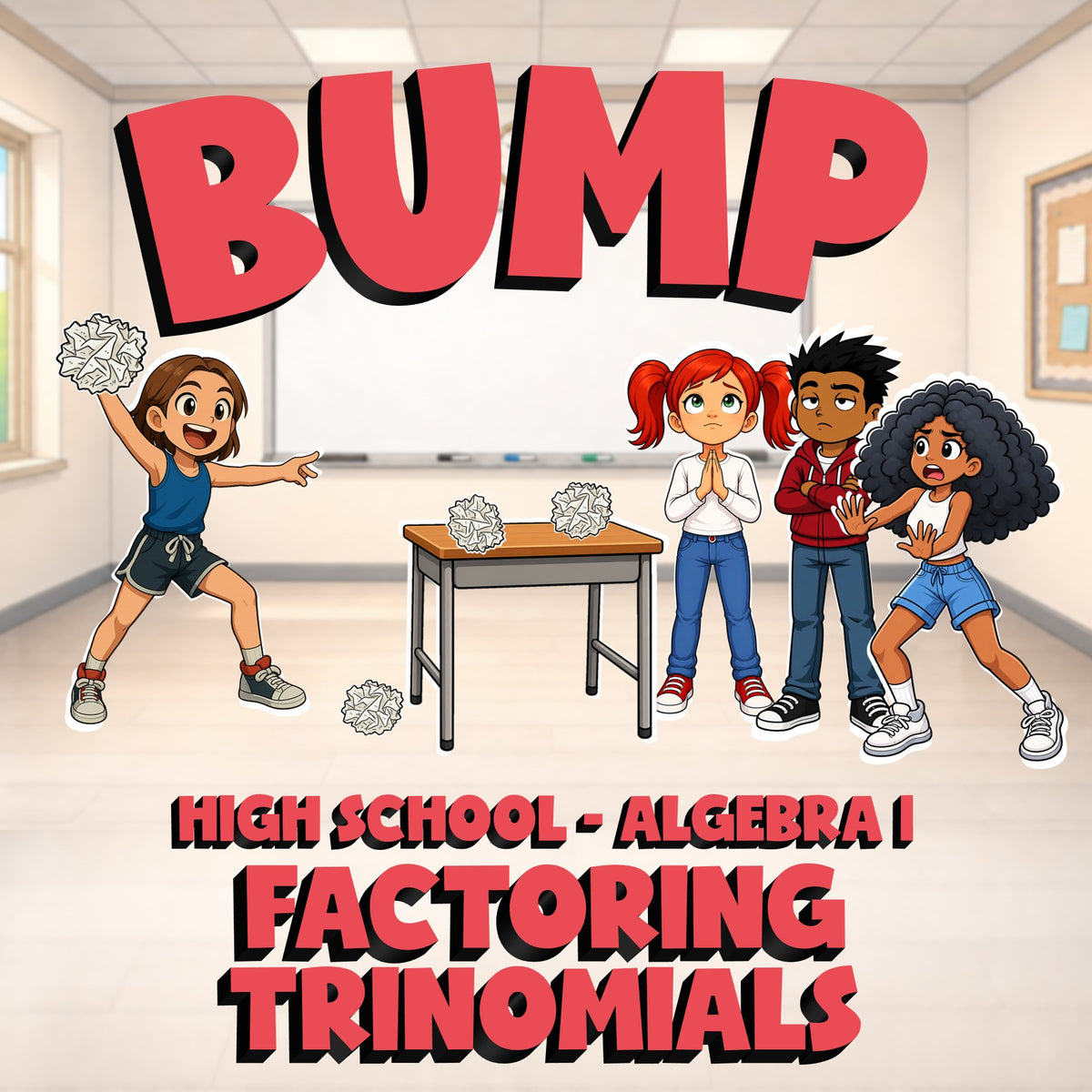 Factoring Trinomials BUMP Math Game - No Prep Algebra 1 Review Activity