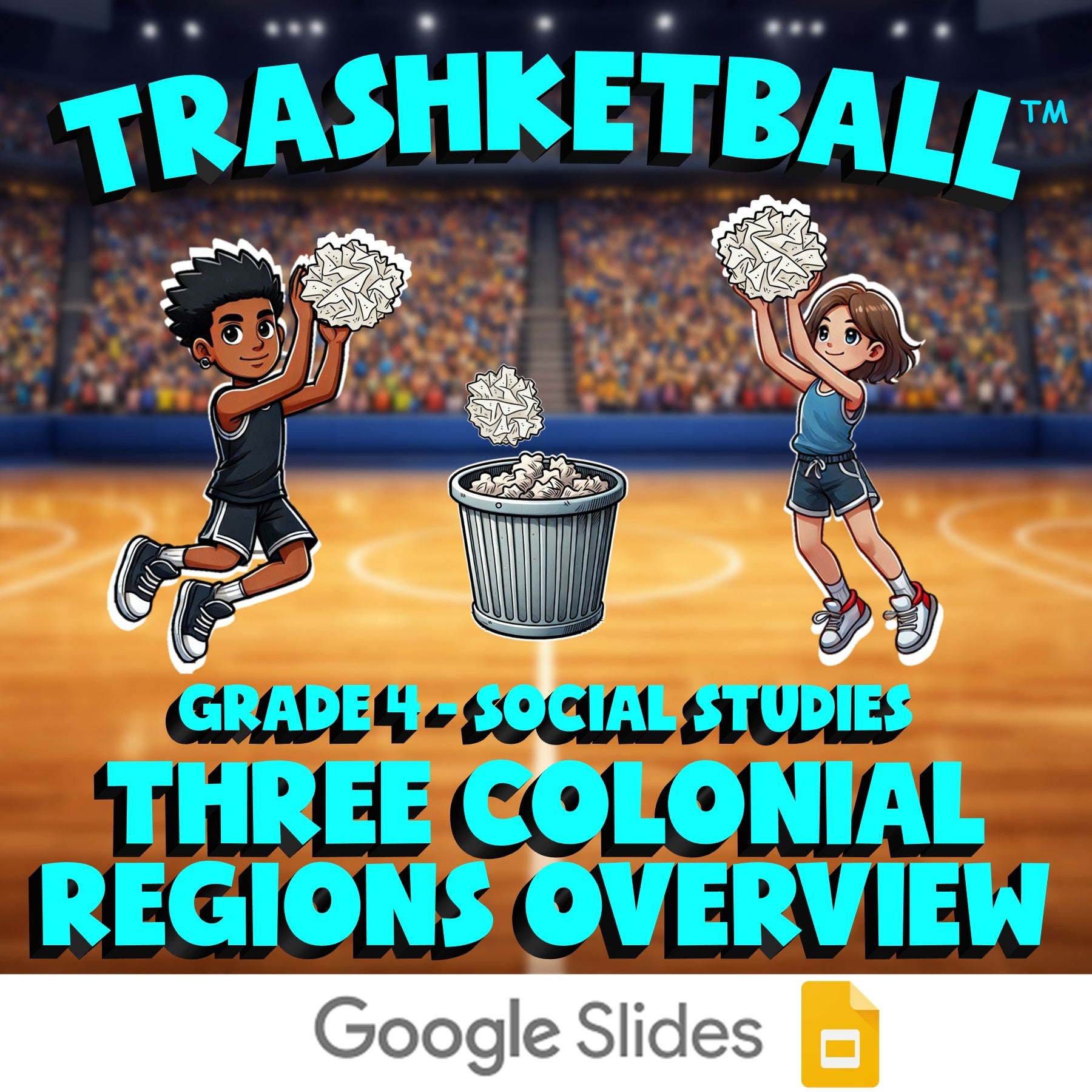 Three Colonial Regions Overview TRASHKETBALL Socials Game - No Prep Grade 4