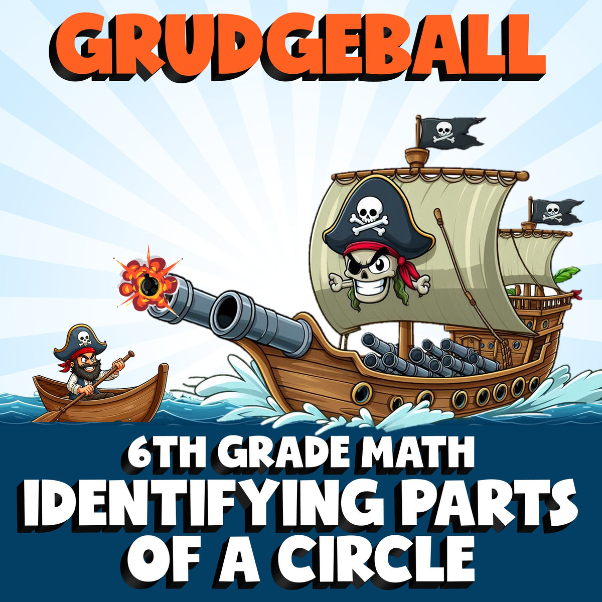 Identifying Parts of a Circle GRUDGEBALL Math Game - No Prep Grade 6 Review