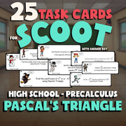 Pascal's Triangle SCOOT TASK CARDS Math Game - No Prep PreCalculus Review