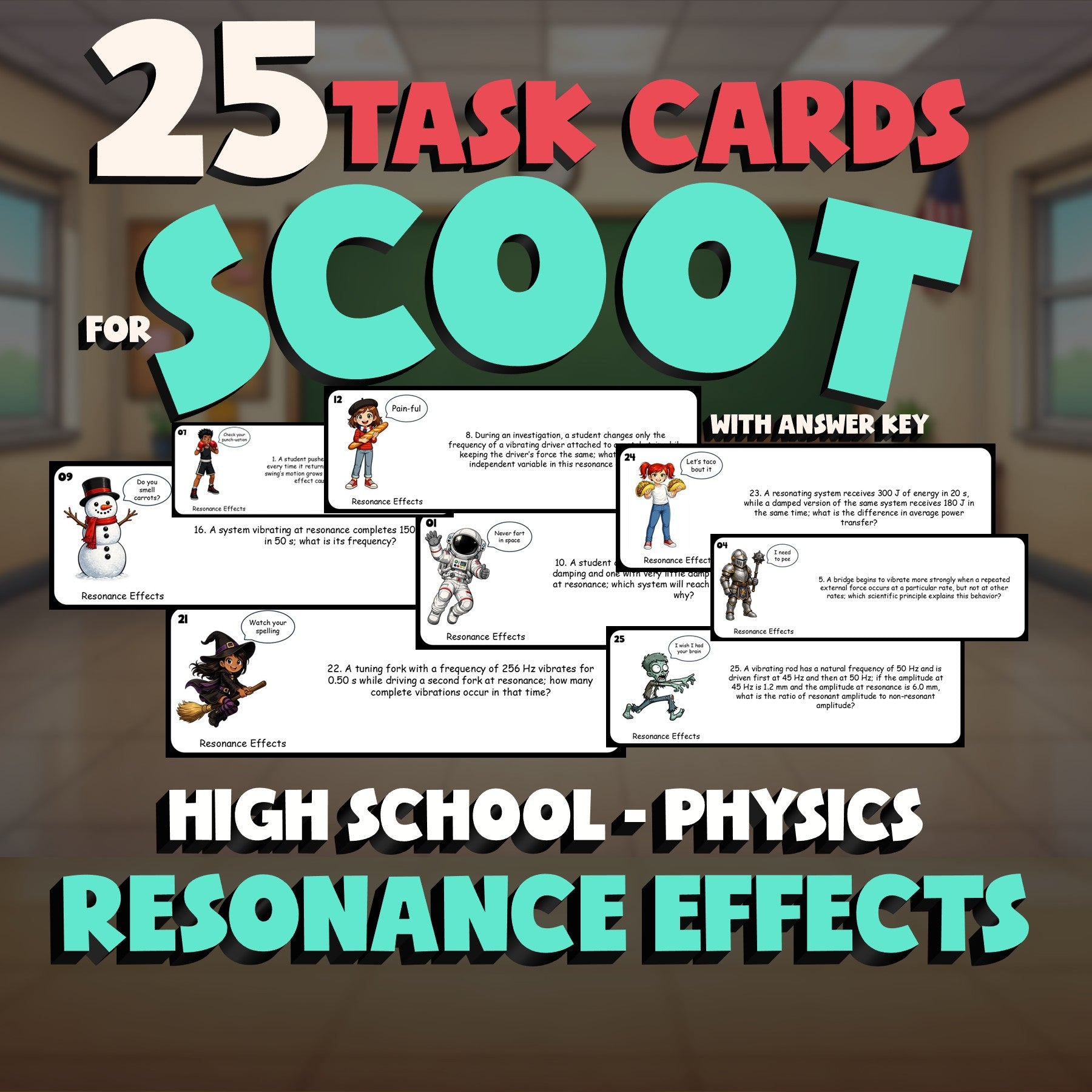 Resonance Effects SCOOT TASK CARDS Science Game - No Prep Physics Review