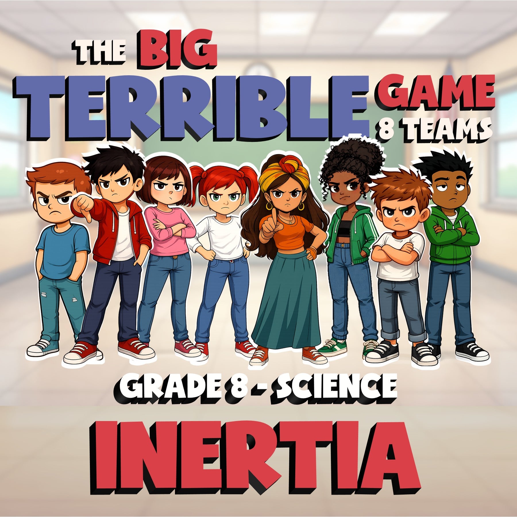 Inertia BIG TERRIBLE GAME - No Prep Grade 8 Science Review Activity