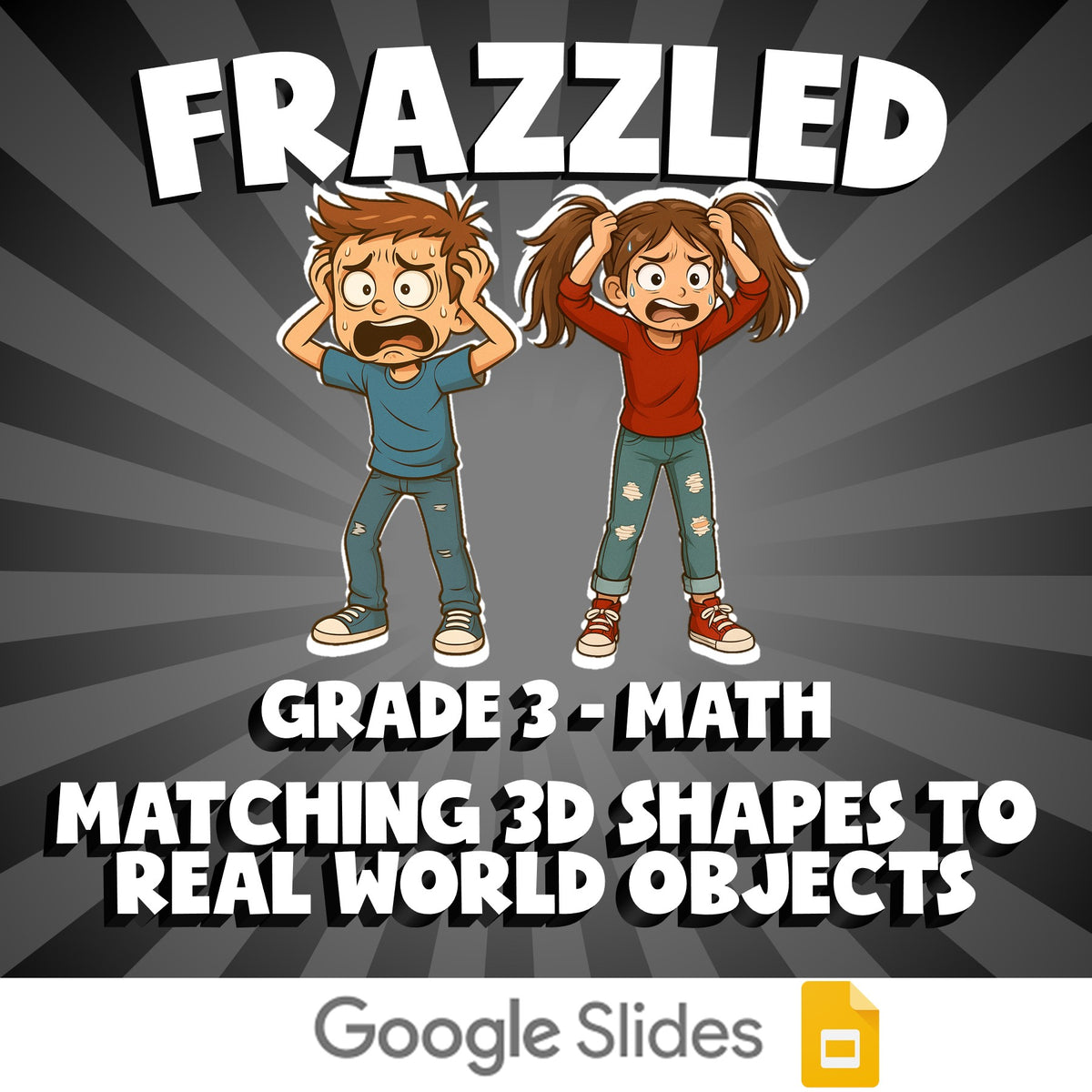 Matching 3D Shapes to Real World Objects FRAZZLED Math Game - No Prep Grade 3