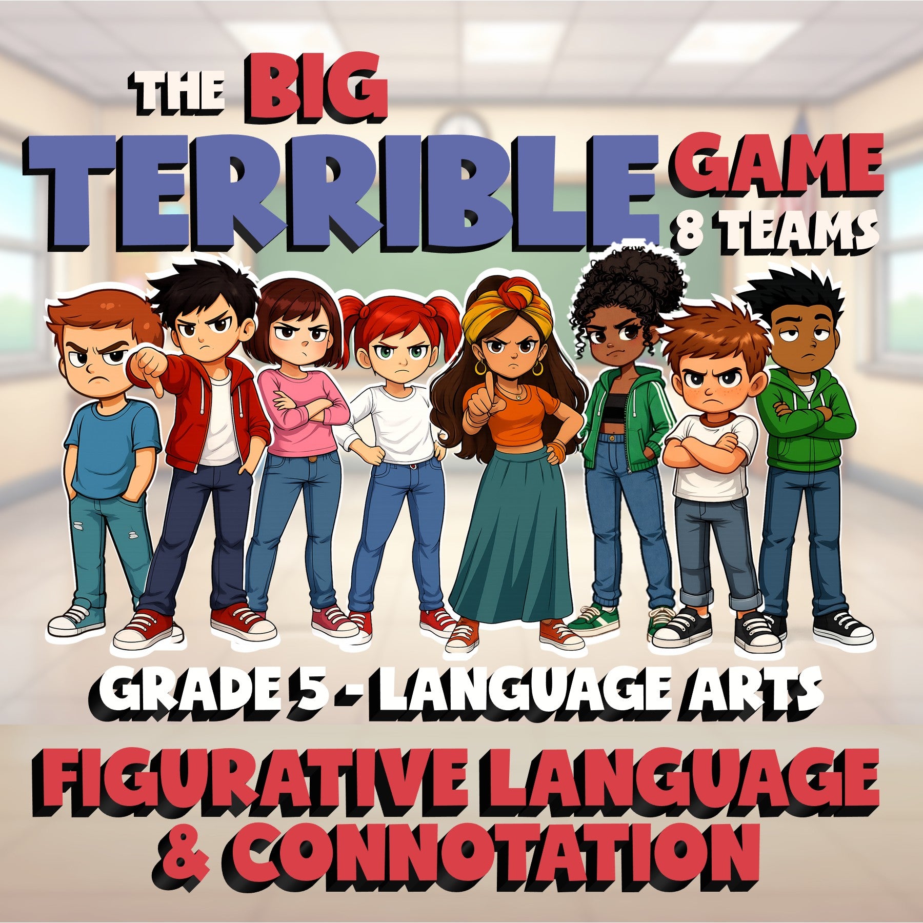 Figurative Language & Connotation BIG TERRIBLE GAME - No Prep Grade 5 ELA Review