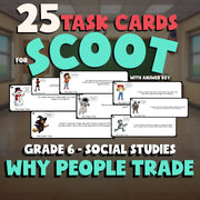 Why People Trade SCOOT TASK CARDS Socials Game - No Prep Grade 6 Review Activity