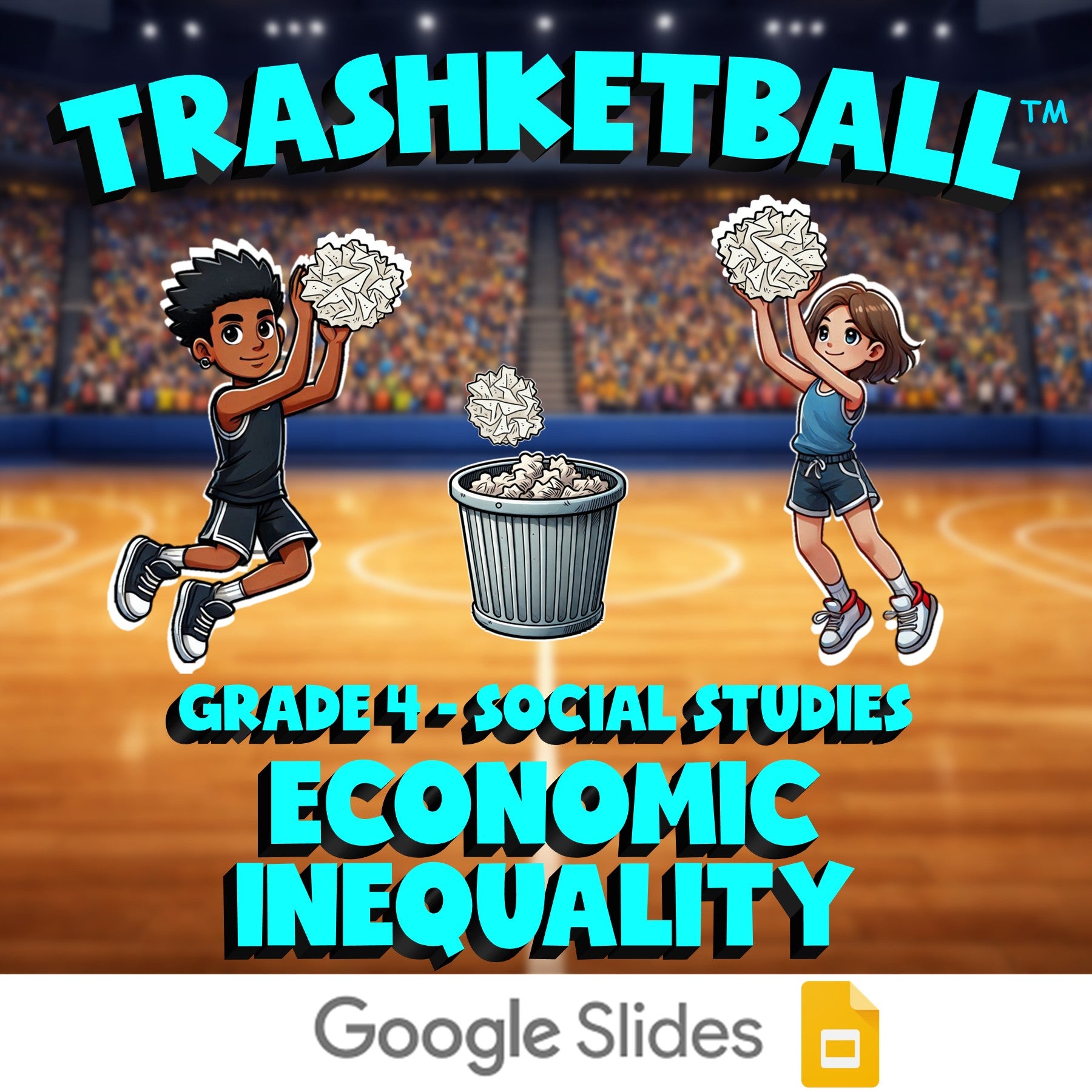 Economic Inequality TRASHKETBALL Socials Game - No Prep Grade 4 Review Activity