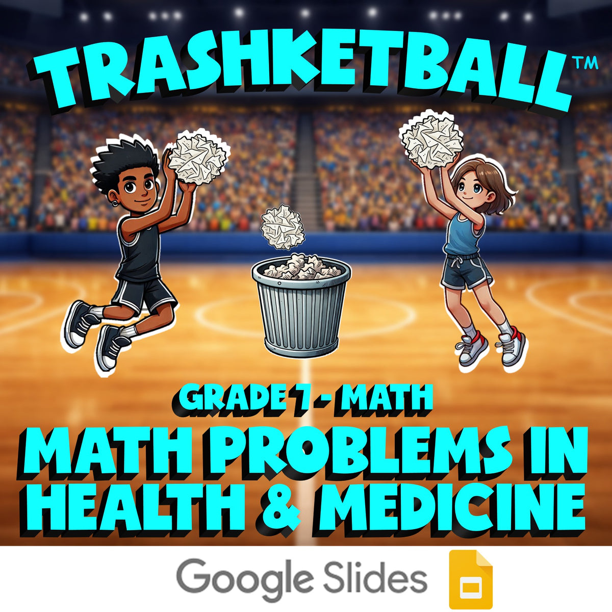 Math Problems in Health & Medicine TRASHKETBALL Math Game - No Prep Grade 7