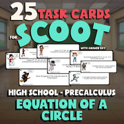 Equation of a Circle SCOOT TASK CARDS Math Game - No Prep PreCalculus Review