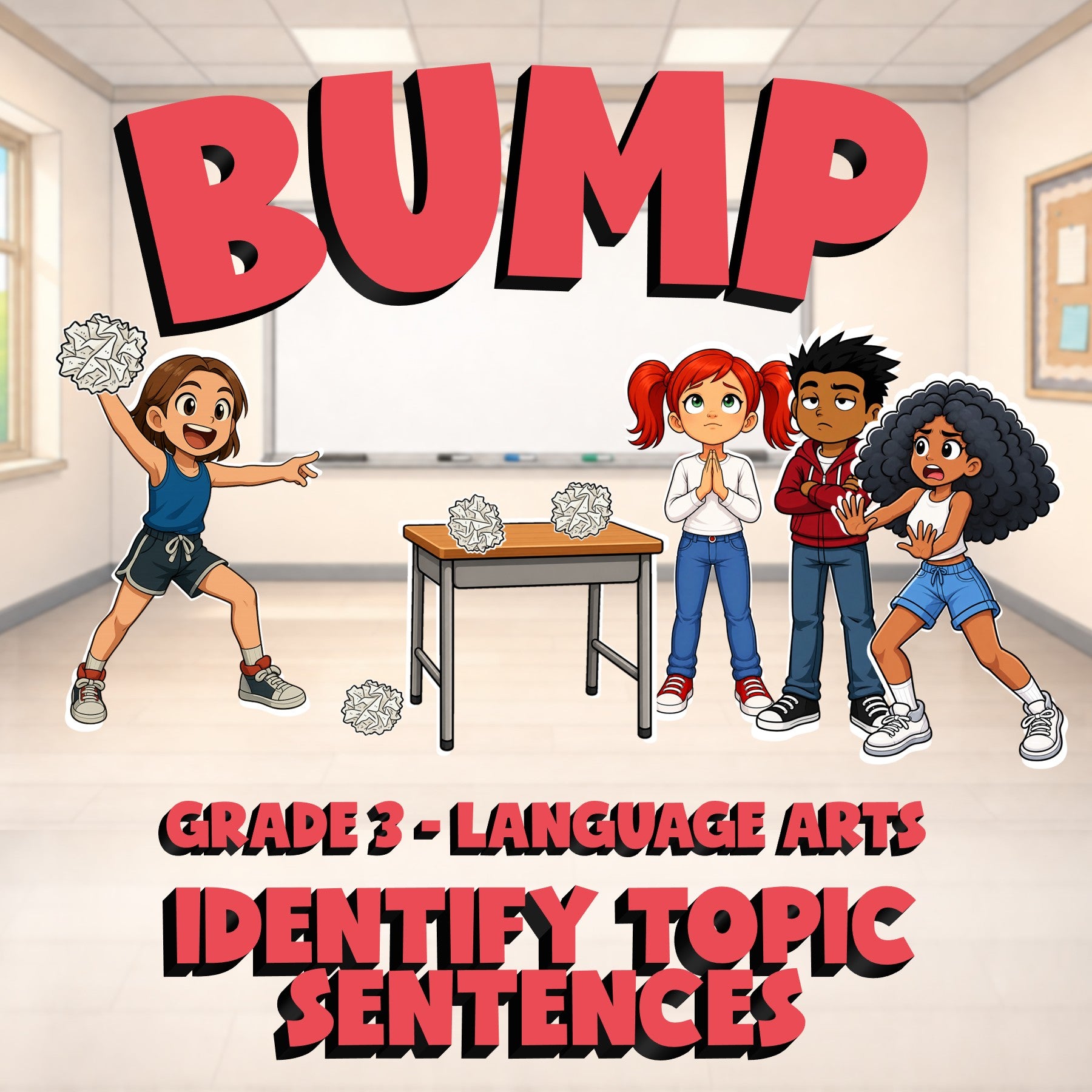 Identify Topic Sentences BUMP ELA Game - No Prep Grade 3 Review Activity