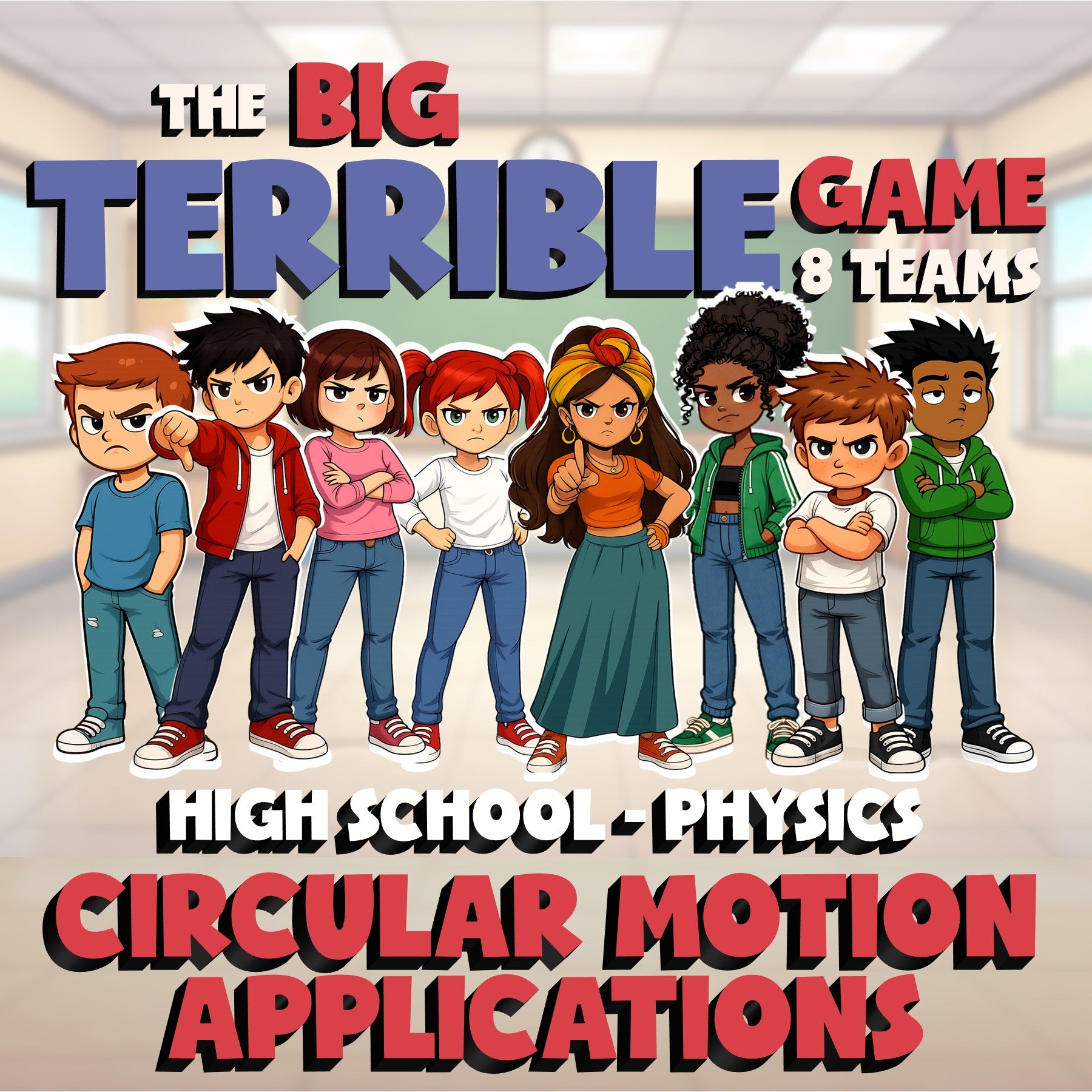 Circular Motion Applications BIG TERRIBLE GAME - No Prep Physics Science Review