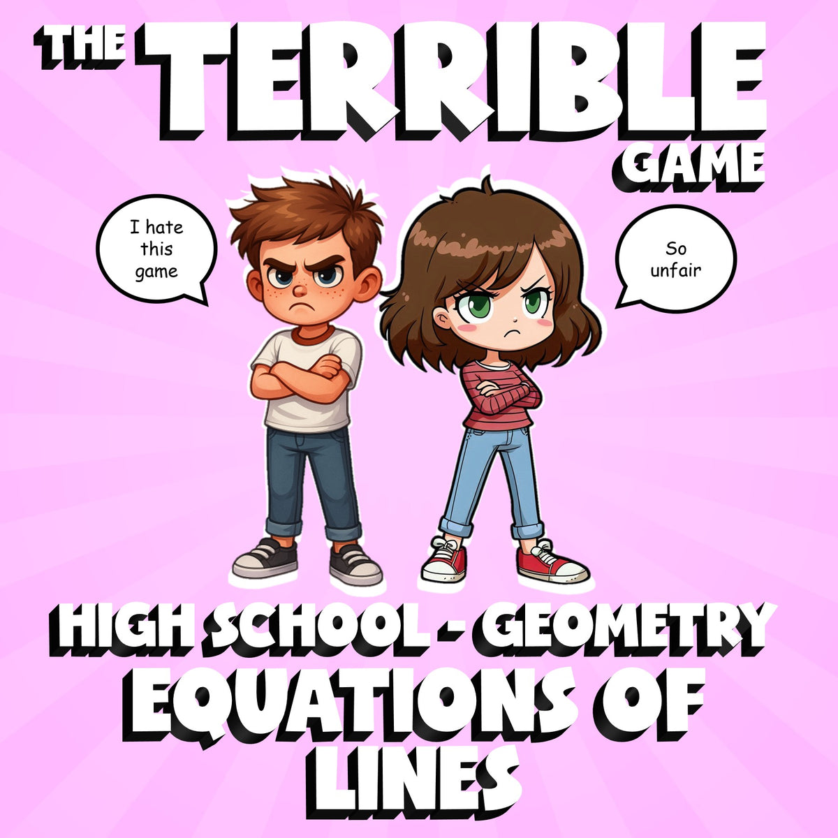 Equations of Lines THE TERRIBLE GAME - No Prep Geometry Math Review Activity