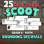 Rounding Decimals SCOOT TASK CARDS Math Game - No Prep Grade 6 Review Activity