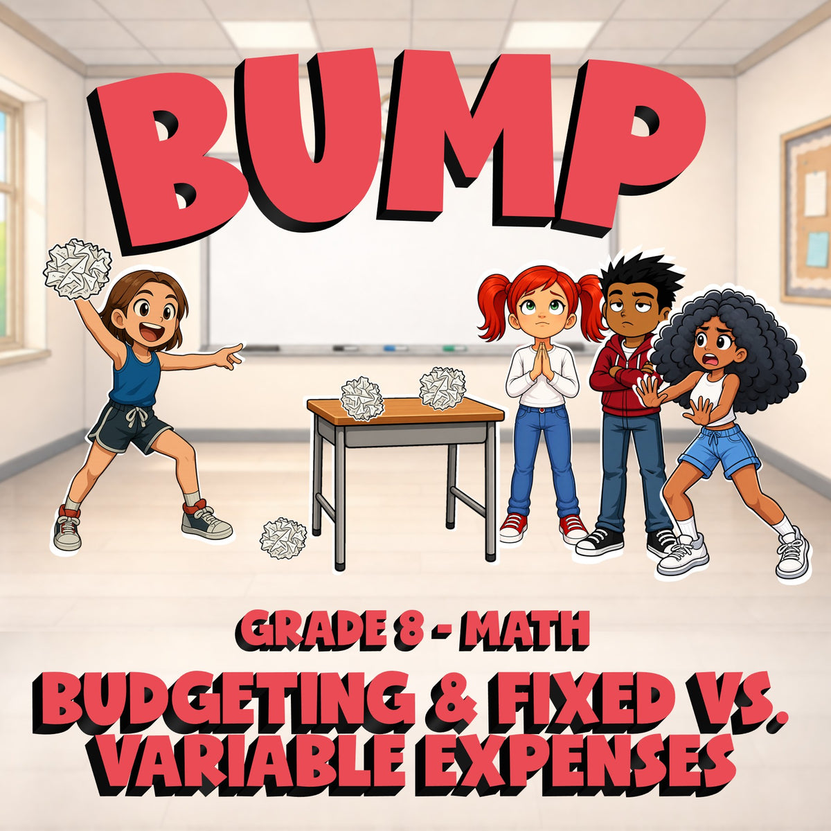 Budgeting & Fixed vs. Variable Expenses BUMP Math Game - No Prep Grade 8 Review