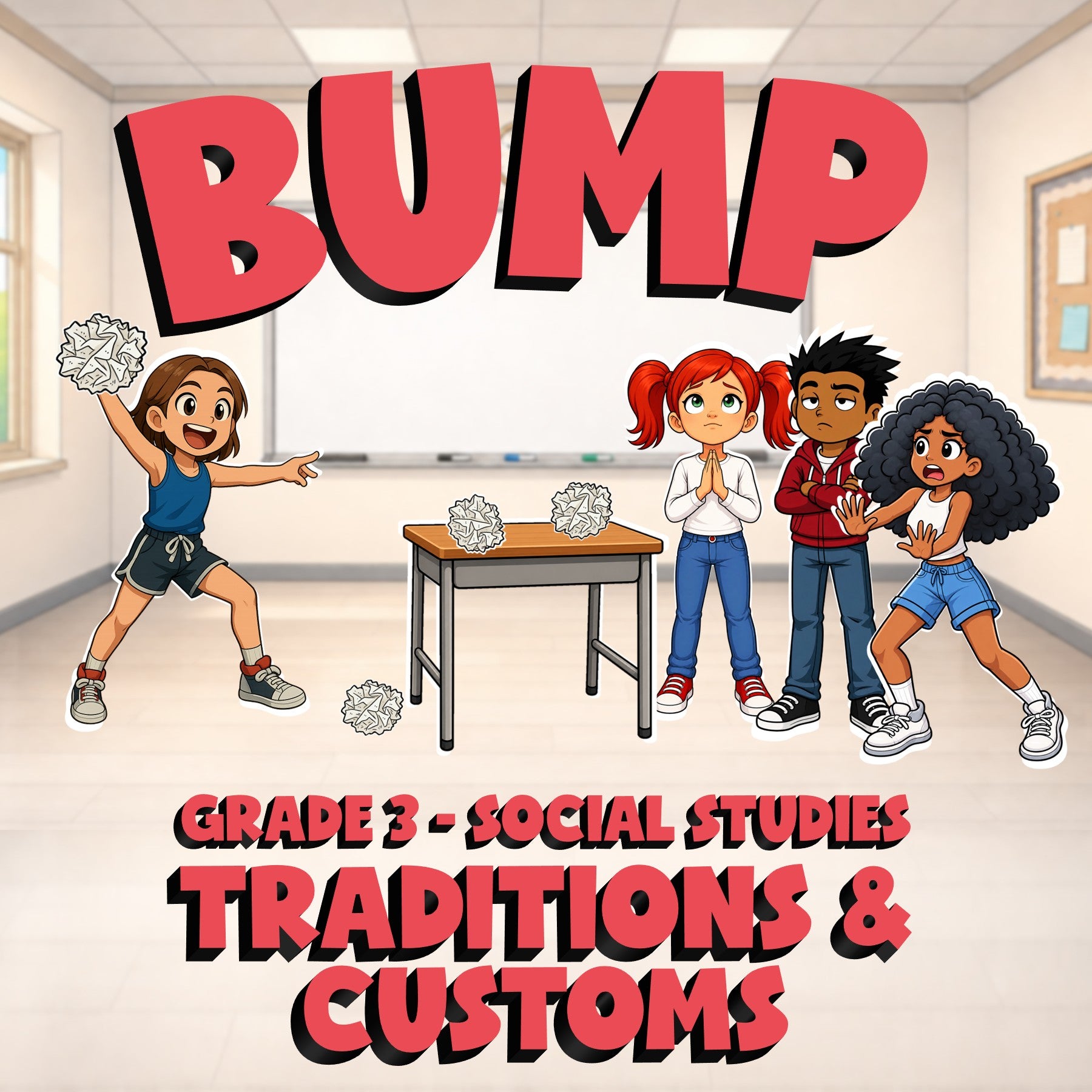 Traditions & Customs BUMP Socials Game - No Prep Grade 3 Review Activity
