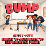 Linear vs Quadratic vs Exponential Model BUMP Math Game - No Prep Grade 8 Review