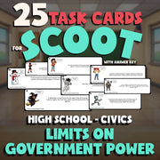 Limits on Government Power SCOOT TASK CARDS Civics Game - No Prep Review