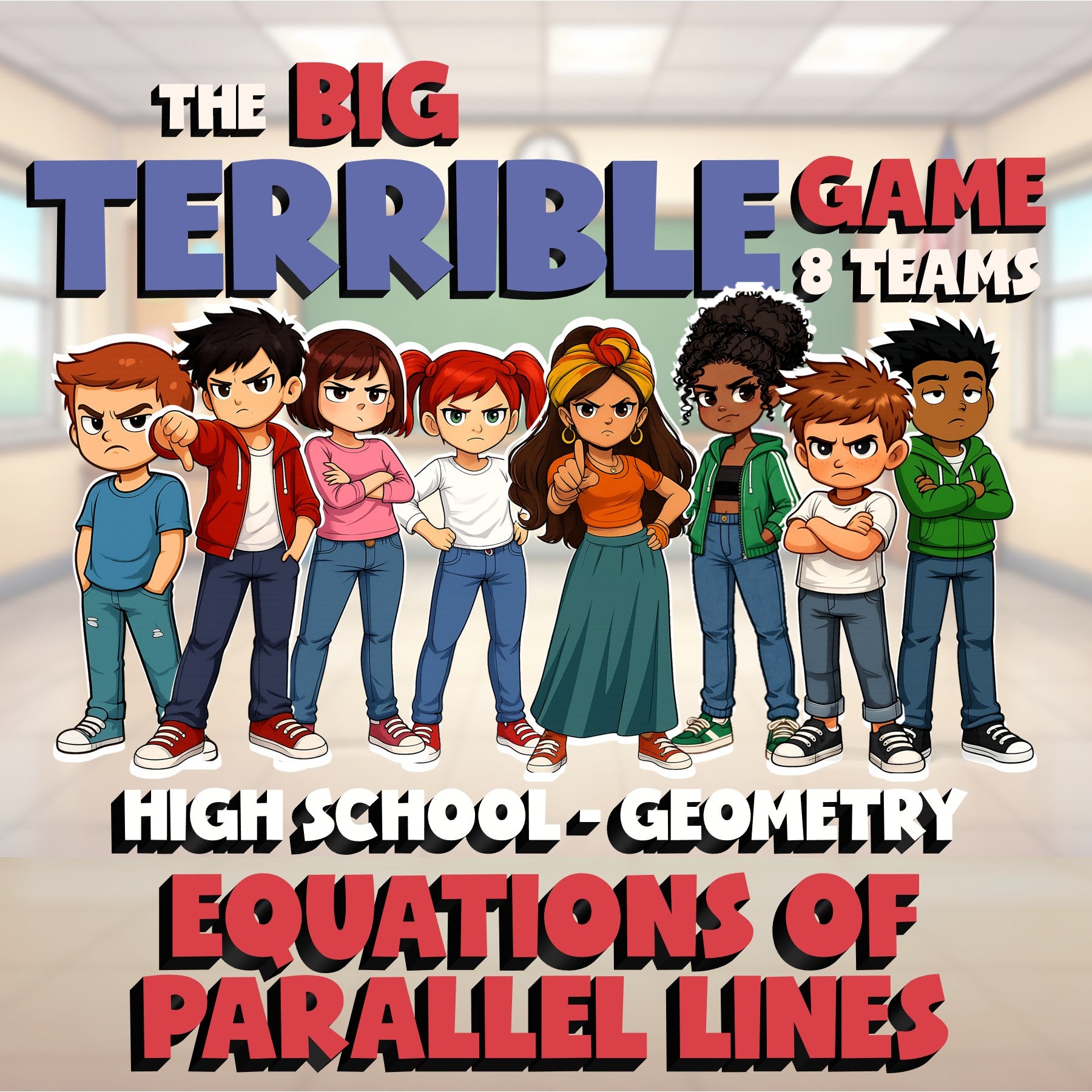 Equations of Parallel Lines BIG TERRIBLE GAME - No Prep Geometry Math Review