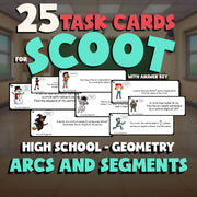 Arcs and Segments SCOOT TASK CARDS Math Game - No Prep Geometry Review Activity