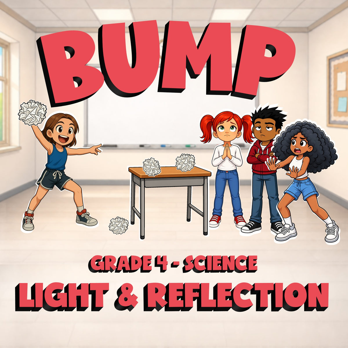 Light & Reflection BUMP Science Game - No Prep Grade 4 Review Activity