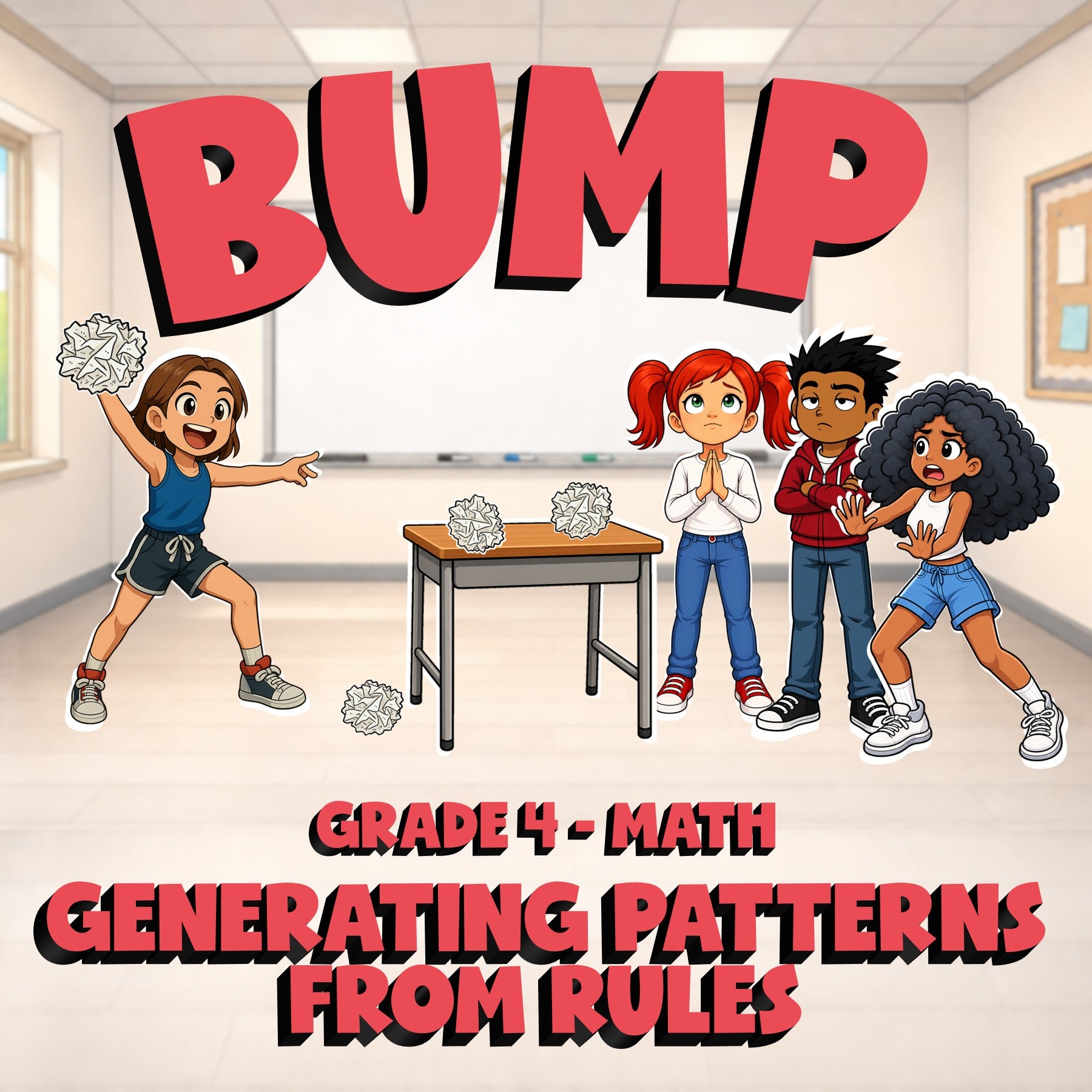 Generating Patterns from Rules BUMP Math Game - No Prep Grade 4 Review Activity