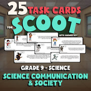 Science Communication & Society SCOOT TASK CARDS Science Game - No Prep Grade 9