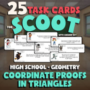 Coordinate Proofs in Triangles SCOOT TASK CARDS Math Game - No Prep Geometry