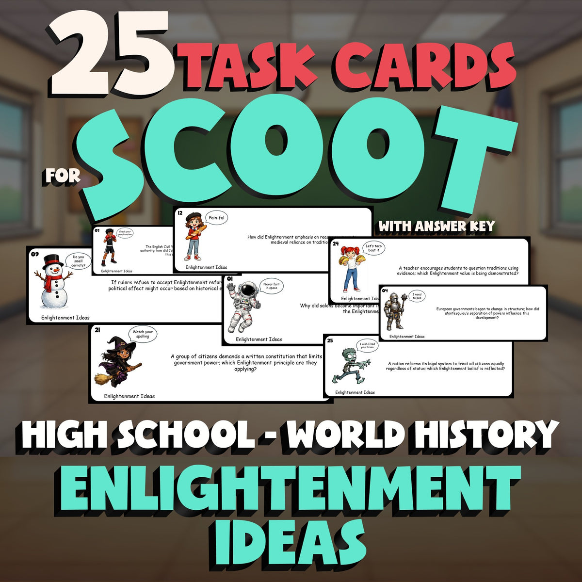 Enlightenment Ideas SCOOT TASK CARDS Game - No Prep World History Review