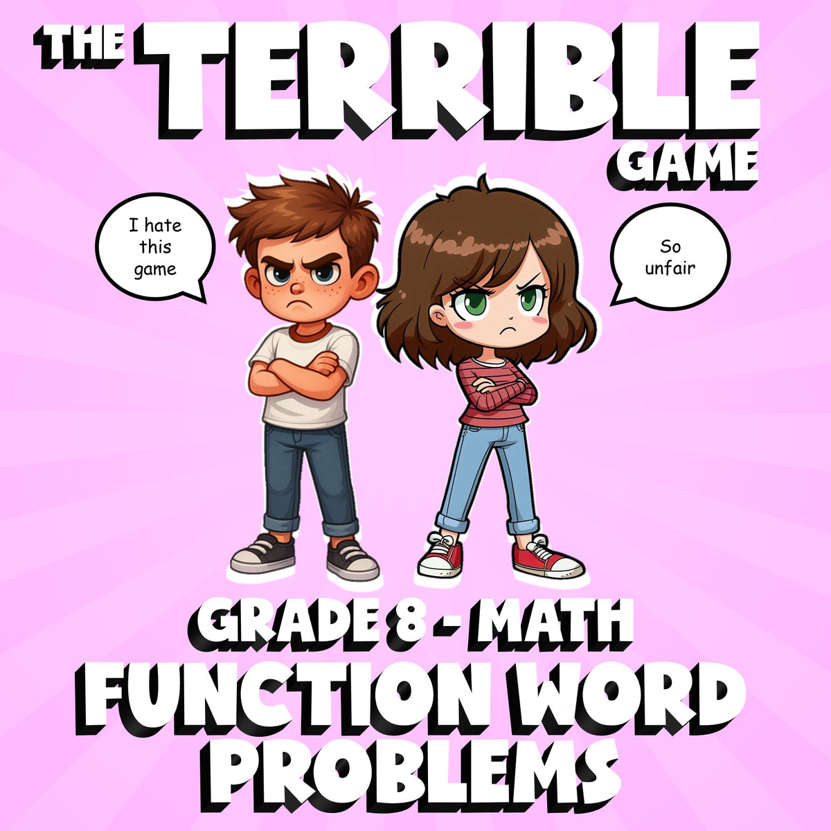 Function Word Problems THE TERRIBLE GAME - No Prep Grade 8 Math Review Activity