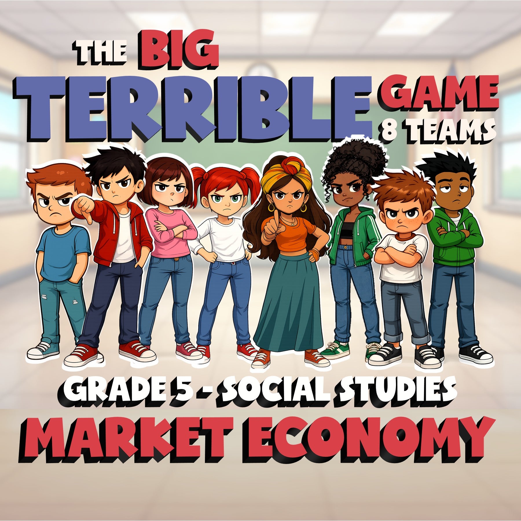 Market Economy BIG TERRIBLE GAME - No Prep Grade 5 Socials Review Activity