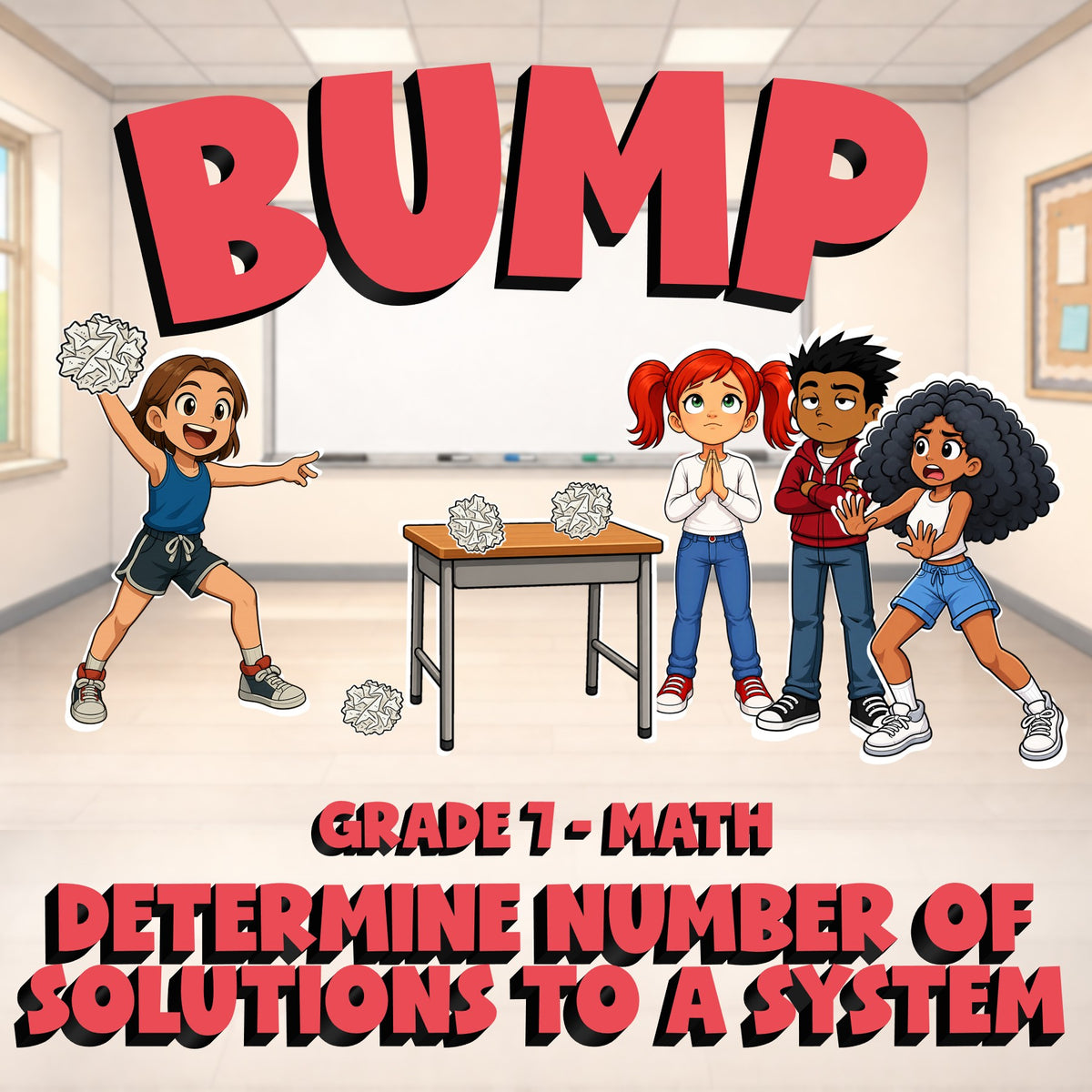 Determine Number of Solutions to a System BUMP Math Game - No Prep Grade 7