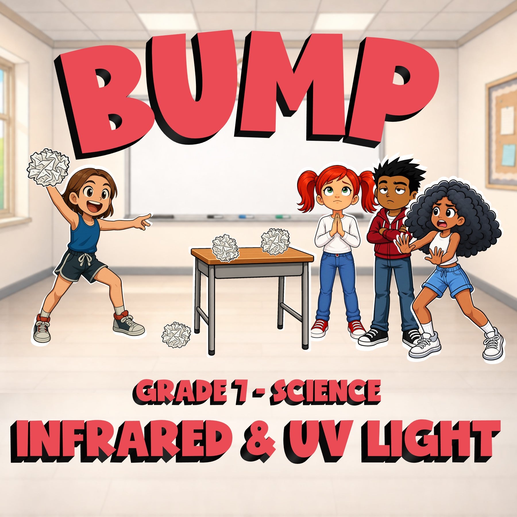 Infrared & UV Light BUMP Science Game - No Prep Grade 7 Review Activity