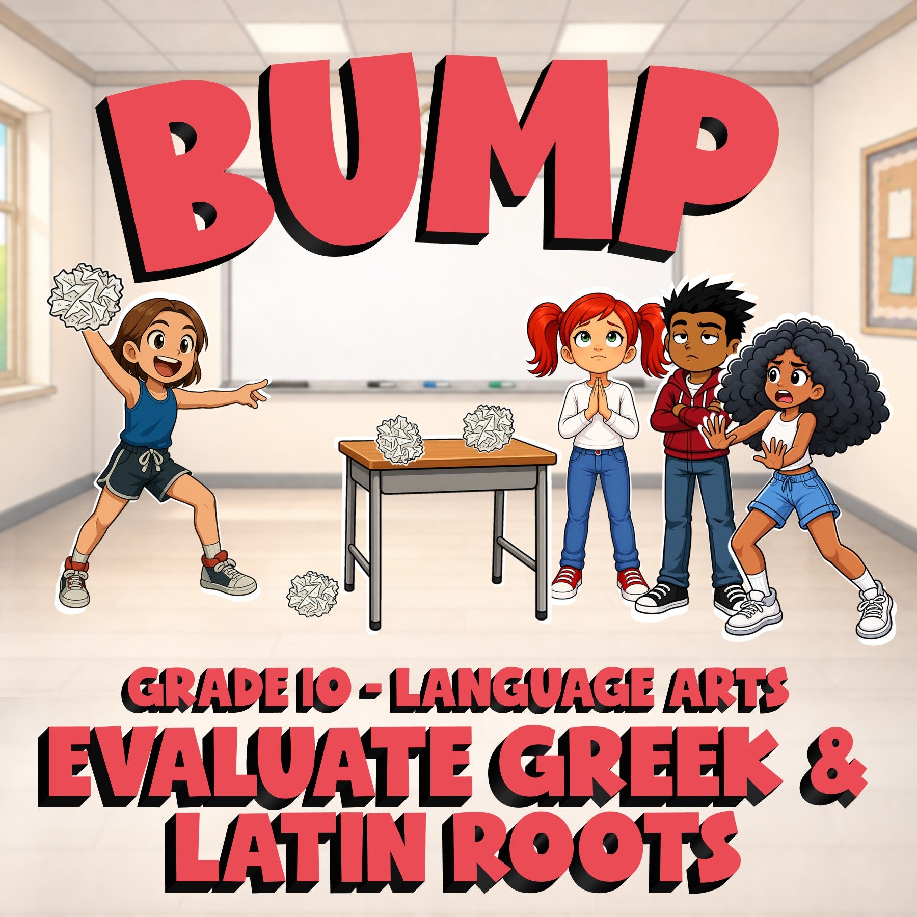 Evaluate Greek & Latin Roots BUMP ELA Game - No Prep Grade 10 Review Activity